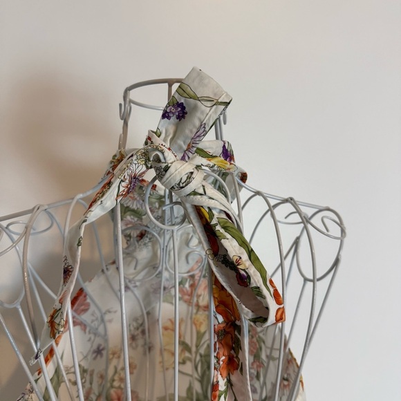 J. Crew Collection Ratti Tropical Floral Print Halter Top SZ S white side zip - Picture 6 of 11